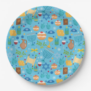 Assiettes En Carton Happy Hanoukka Plaque en papier