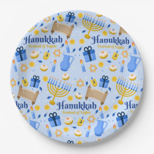 Assiettes En Carton Happy Hanoukka Plaque en papier