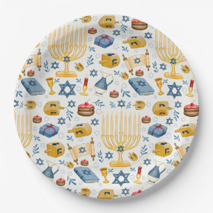 Assiettes En Carton Happy Hanoukka Plaque en papier
