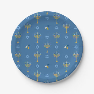 Assiettes En Carton Happy Hanoukka Plaque en papier