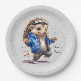 Assiettes En Carton Happy Happy Hérisson Aquarelle Plaque papier
