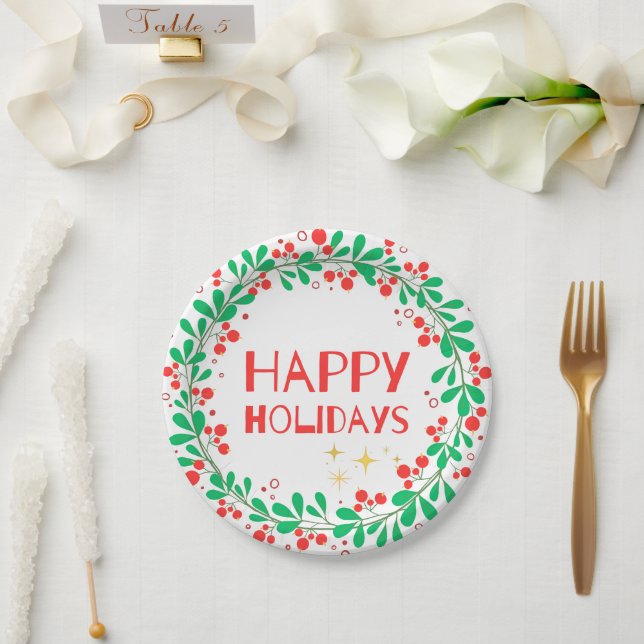 Assiettes En Carton Happy Holidays (Mariage)