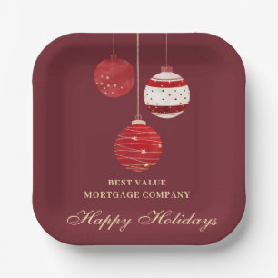 Assiettes En Carton Happy Holidays Watercolor Business