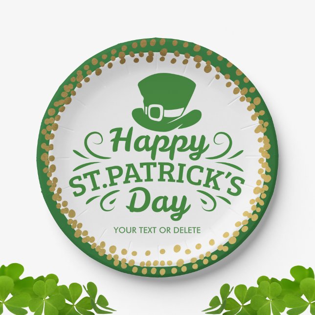 Assiettes En Carton Happy Jour de la Saint Patrick Leprechaun Casquett (Créateur téléchargé)