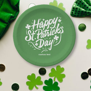 Assiettes En Carton Happy Jour de la Saint Patrick Party Custom Shamro