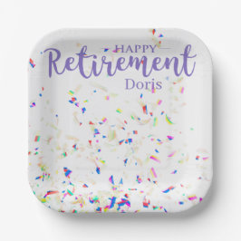 Assiettes En Carton Happy Retraite Confetti Plaque papier