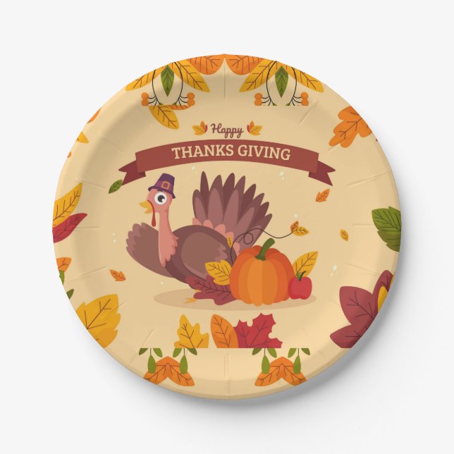 Assiettes En Carton Happy Thanksgiving (Devant)