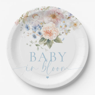 Assiettes En Carton Hargove Blue Floral Baby dans le Baby shower de fl
