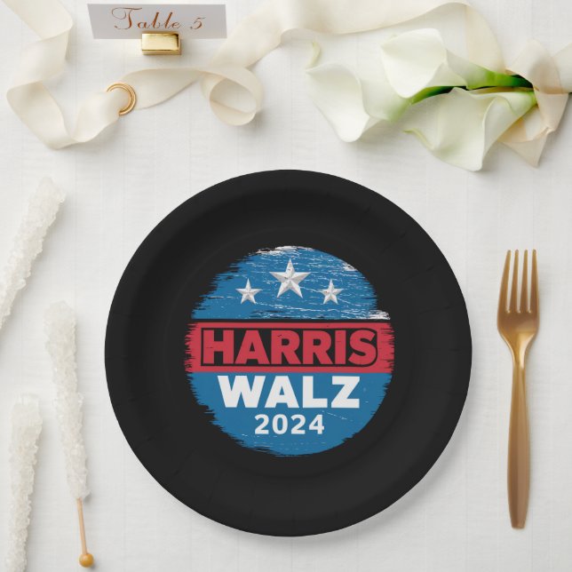 Assiettes En Carton Harris Walz 2024 Election Kamala Harris Tim Waltz (Mariage)