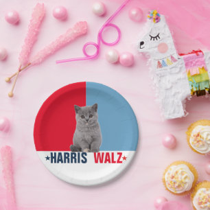 Assiettes En Carton Harris Walz 2024 Manifestement rouge bleu