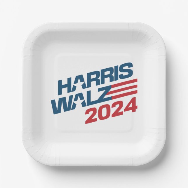 Assiettes En Carton Harris Walz Élection 2024 (Recto)