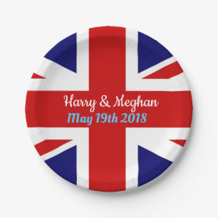 Assiettes En Carton Harry et Meghan, union Jack