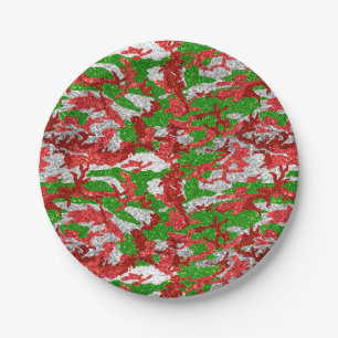 Assiettes En Carton Haus De Camo Motif Silver Xmas