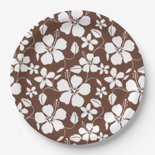 ASSIETTES EN CARTON HAWAIIAN HULA (HIBISCUS) BROWN