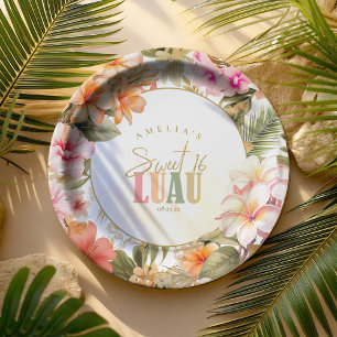 Assiettes En Carton Hawaiian Luau Sweet sixteen frontière florale ID10