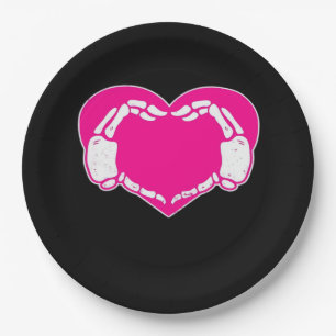Assiettes En Carton Heart Skeleton mains gothique Valentine classique