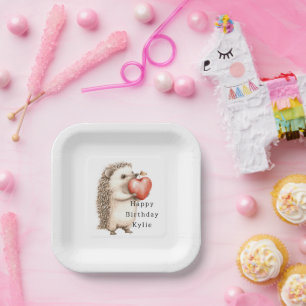 Assiettes En Carton Hedgehog Apple Coeur Anniversaire