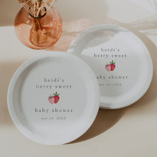 Assiettes En Carton HEIDI Pink Berry Sweet Strawberry Girl Baby Douche