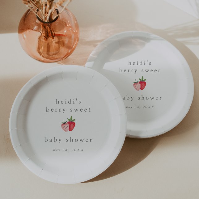 Assiettes En Carton HEIDI Pink Berry Sweet Strawberry Girl Baby Douche (HEIDI Pink Berry Sweet Strawberry Girl Baby Shower Paper Plates)