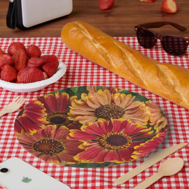 Assiettes En Carton Hélénium Autumnale fleurit Floral (Pique-nique)