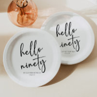 Hello Ninety Minimalist Simple 90th Birthday Party