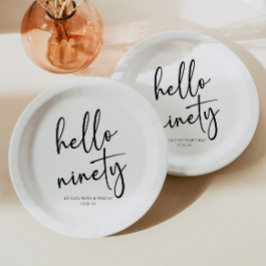 Assiettes En Carton Hello Ninety Minimalist Simple 90th Birthday Party