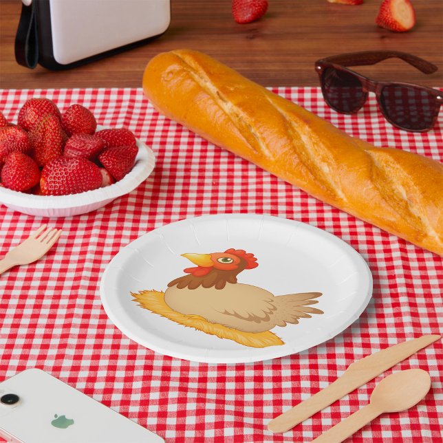 Assiettes En Carton Hen assis sur le nid mûre animal de ferme (Créateur téléchargé)
