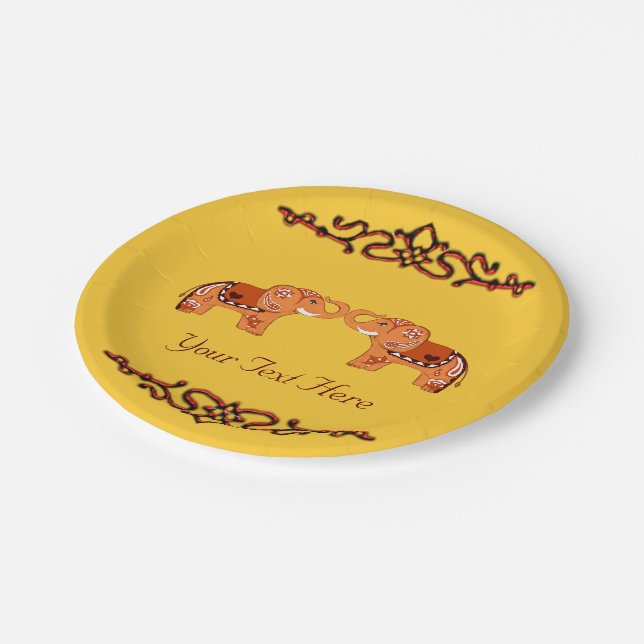 Assiettes En Carton Henna Elephant (Angle)