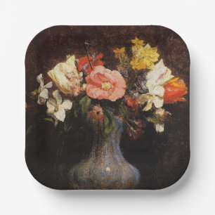 Assiettes En Carton Henri Fantin-Latour, Fleurs, Camelias, Tulipes