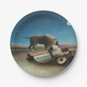 Assiettes En Carton Henri Rousseau Dormir Gitan Lion Peinture
