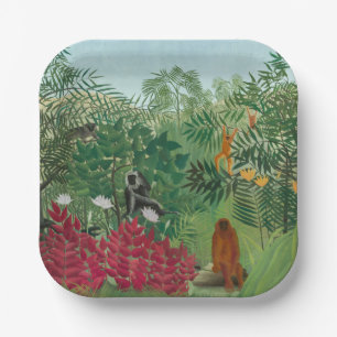 Assiettes En Carton Henri Rousseau - Forêt tropicale avec singes