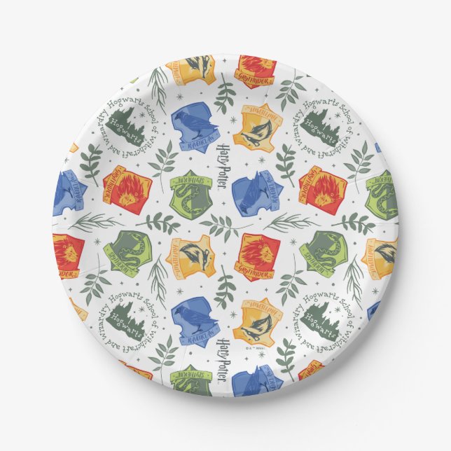 Assiettes En Carton Hérbologie magique HOGWARTS™ Maisons Motif (Devant)