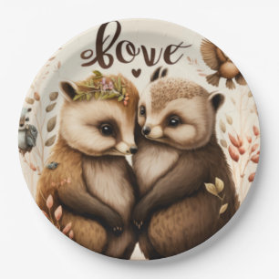 Assiettes En Carton hérisson amoureux