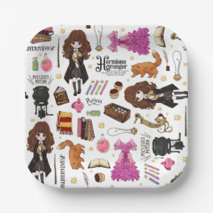 Assiettes En Carton Hermione Granger aquarelle magique