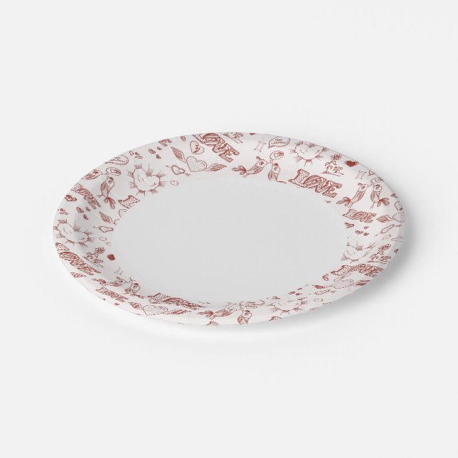 Assiettes En Carton Heureuse Sainte-Valentin (Angle)
