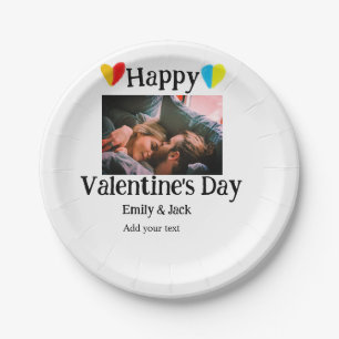 Assiettes En Carton Heureuse Sainte-Valentin ajouter nom de couple pho