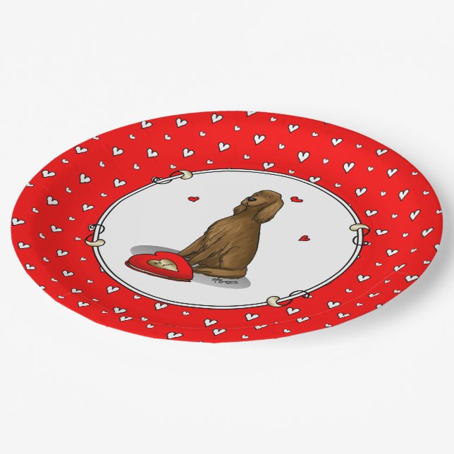 Assiettes En Carton Heureuse Sainte-Valentin Be Mine Irish Setter (rou (Angle)