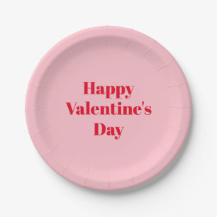 Assiettes En Carton Heureuse Sainte-Valentin, rose rouge mignon