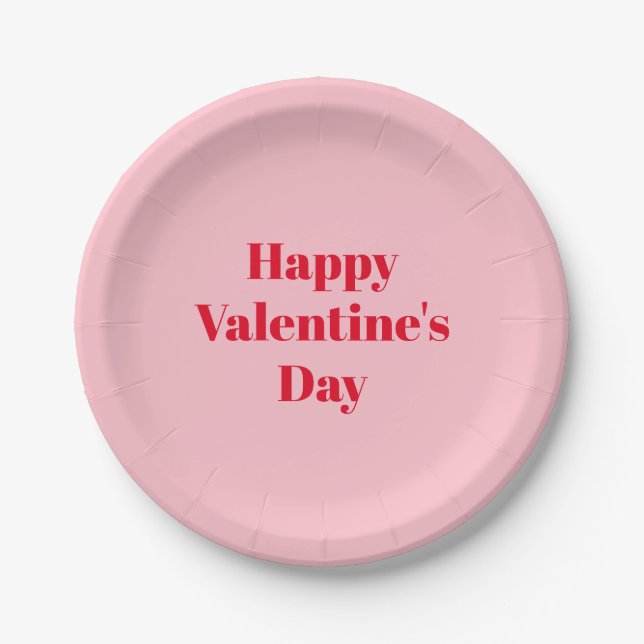 Assiettes En Carton Heureuse Sainte-Valentin, rose rouge mignon (Devant)