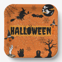 HEUREUSES PLAQUES DE PAPIER HALLOWEEN(ORANGE)