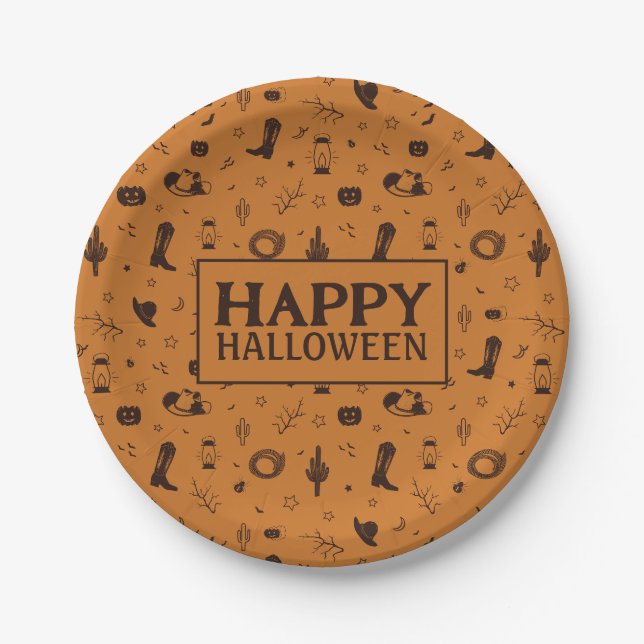Assiettes En Carton heureux halloween motif occidental (Devant)