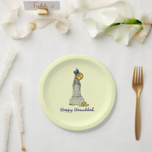 Assiettes En Carton Heureux Hanoukka Chanukah Gelt NYC Skyscraper