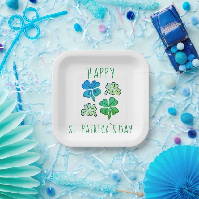 Assiettes En Carton Heureux Shamrock Clover Joyeux Saint Patrick's day (Fête)