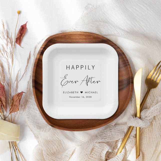 Assiettes En Carton Heureux toujours après Mariage (Créateur téléchargé)