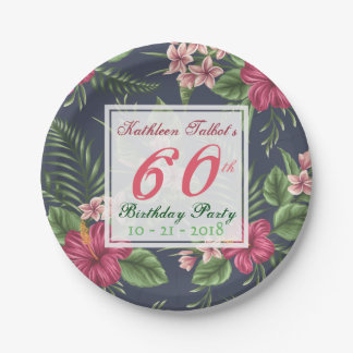 Assiettes En Carton Hibiscus 60e Anniversaire Plaque papier de fête
