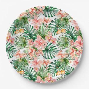 Assiettes En Carton Hibiscus de la Jungle tropicale exotique