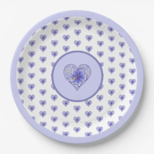 Assiettes En Carton Hibiscus & dentelle BLEU