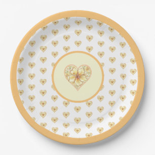 Assiettes En Carton Hibiscus & dentelle JAUNE