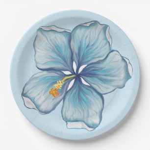 Assiettes En Carton Hibiscus & dentelle TURQUOISE