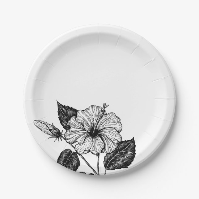 Assiettes En Carton Hibiscus fleur II (Devant)